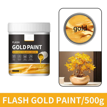 💐 49% OFF Today | Water-Based Flash Gold Paint 🎨 Metallic Shine for Canvas, Wood & Ceramic