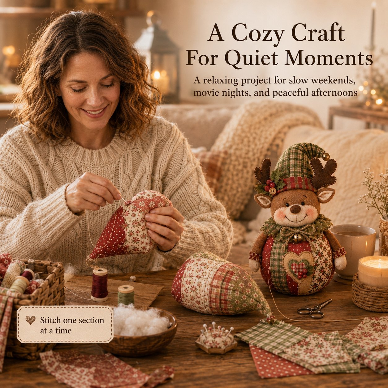 🔥Last Day 49% OFF - 🎄🎅Patchwork Fabric Doll DIY Kit | ✨Create a Cozy Handmade Character for Every Season!