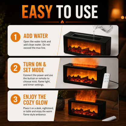 🔥Dance with Flames. Sleep in Serenity— Fireplace Flame Humidifier 🌙