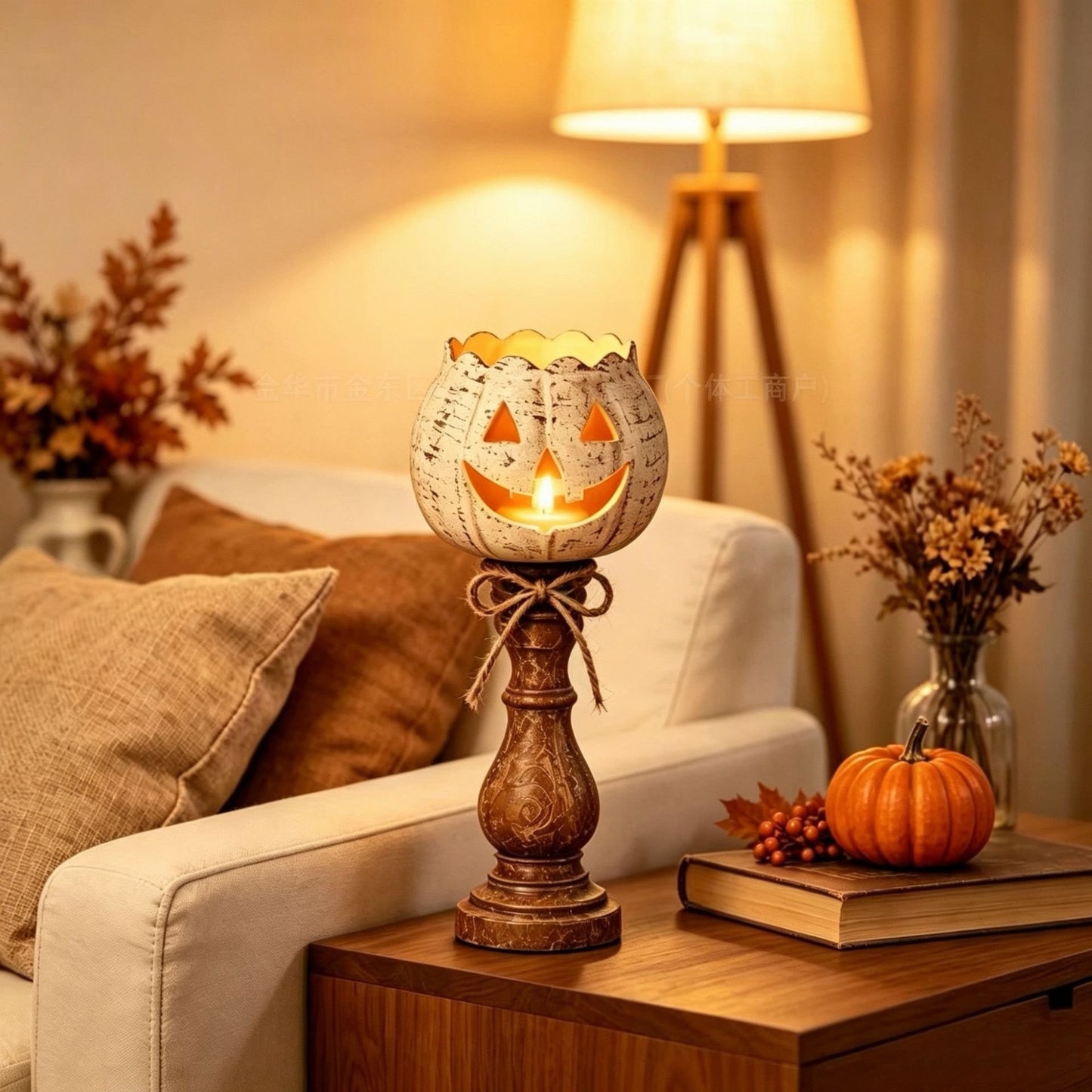 🎉Rustic White Pumpkin Tealight Candle Holder Set of 3