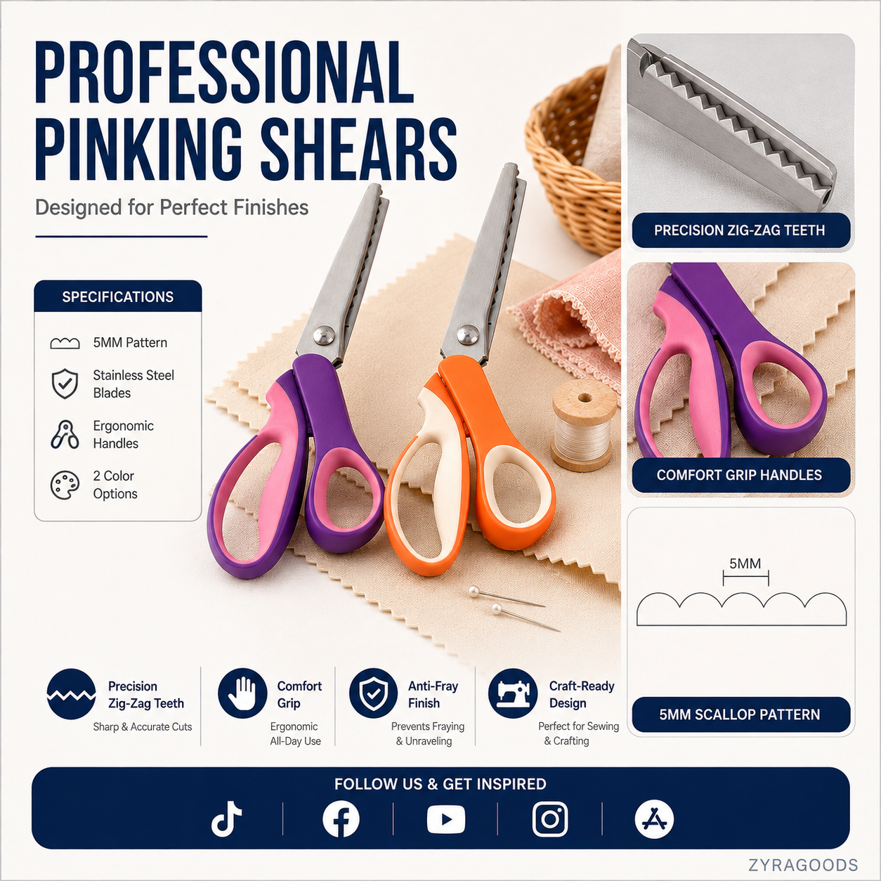 ✂️Multipurpose Pinking Shears Serrated Scissors