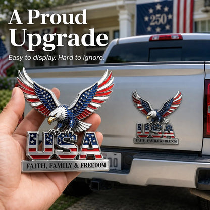 Buy 2 Get 1🔥 🇺🇸250th Anniversary - ★USA Faith, Family & Freedom★ Metal Emblem