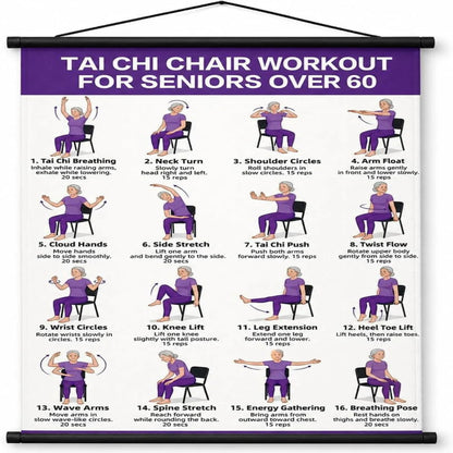 🔥Tai Chi Chair Workout Chart for Seniors (16 x 24 inches)