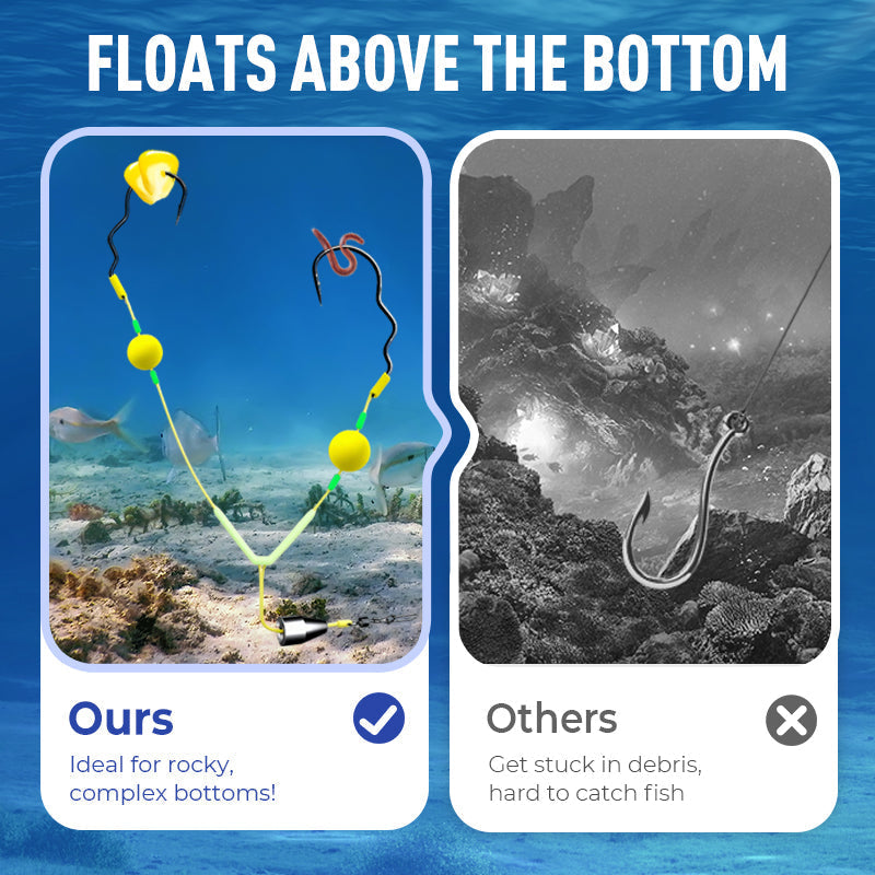 🎁 Angler's Favorite 🎣 Double-Hook Bottom Rig – Enhanced Hooking Power & Smooth Retrieval