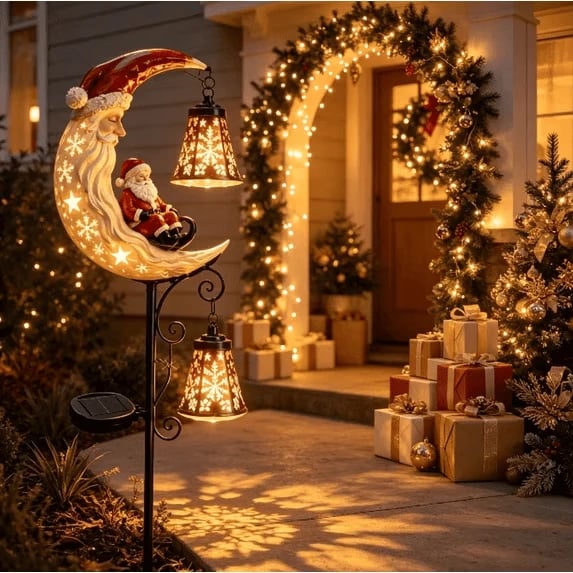 🎅Christmas Early Discount 49% Off 🌙Santa’s Moonlight Lantern Solar Garden Stake⛄