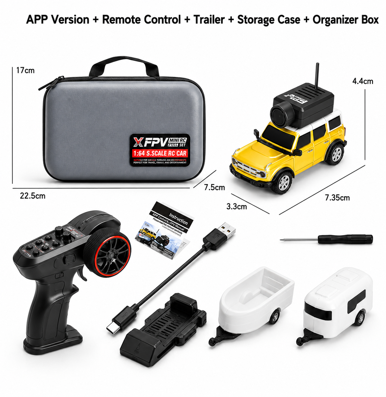 1:64 Mini FPV RC Camera Car – Live Video, App Control & High-Speed Racing