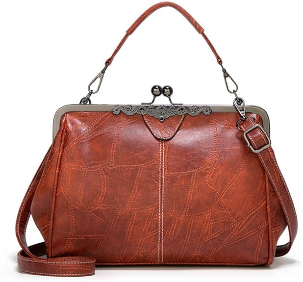 💼2026 New Elegant Waterproof Women’s Leather Kiss-Lock Tote Handbag