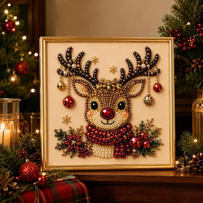 🎄 Premium 3D Pearl Christmas Diamond Painting Art Kit | Luxury Flocked Canvas with Scratch-Resistant Non-Fading Pearl Beads DIY Holiday Decor 🎅⛄️❄️