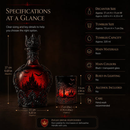 🦇🍺Gothic Vampire Castle Whisky Decanter & Tumbler(📦Buy 2 Free Shipping)