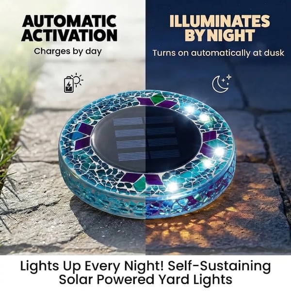 50% OFF !!! ⏰ Solar Disk Lights – Handcrafted Mosaic Outdoor LED Waterproof Light