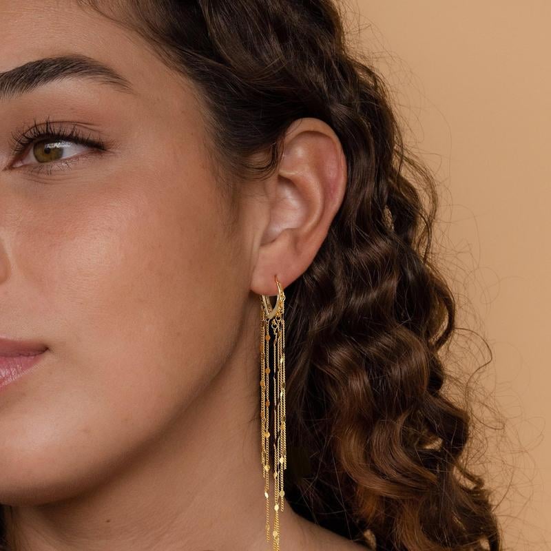 🎉✨14K Gold Plated Long Tassel Earrings for Women