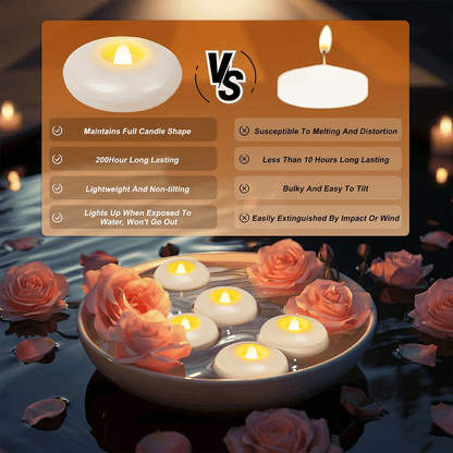 🕯️ Water-Activated Floating LED LED candle shape – Flameless Waterproof Ambiance for Any Occasion