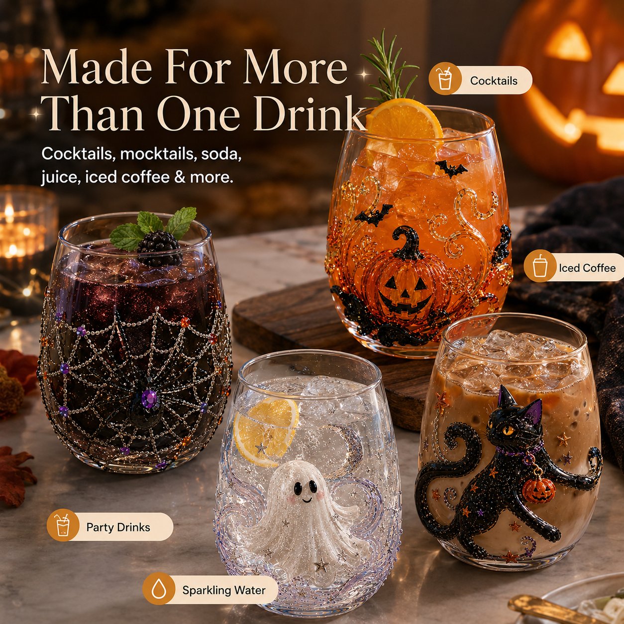 🎃 Limited-Time 49% OFF | 3D Halloween Glassware Collection ✨ Magical Cups for Spooky Party Moments