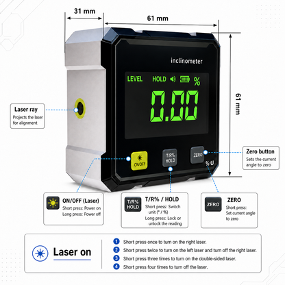 📐 Magnetic Digital Angle Gauge with LCD Display