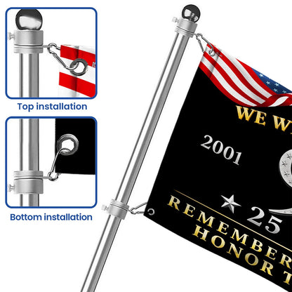 25 Years 911 Memorial Grommet Flag, Remember Honor Heroes Never Forget Flag