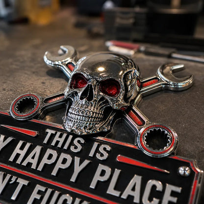 ✨ Limited-Time 50% OFF | “This Is My Happy Place” Garage Wall Sign 💀 Perfect for Garage, Workshop & Man Cave