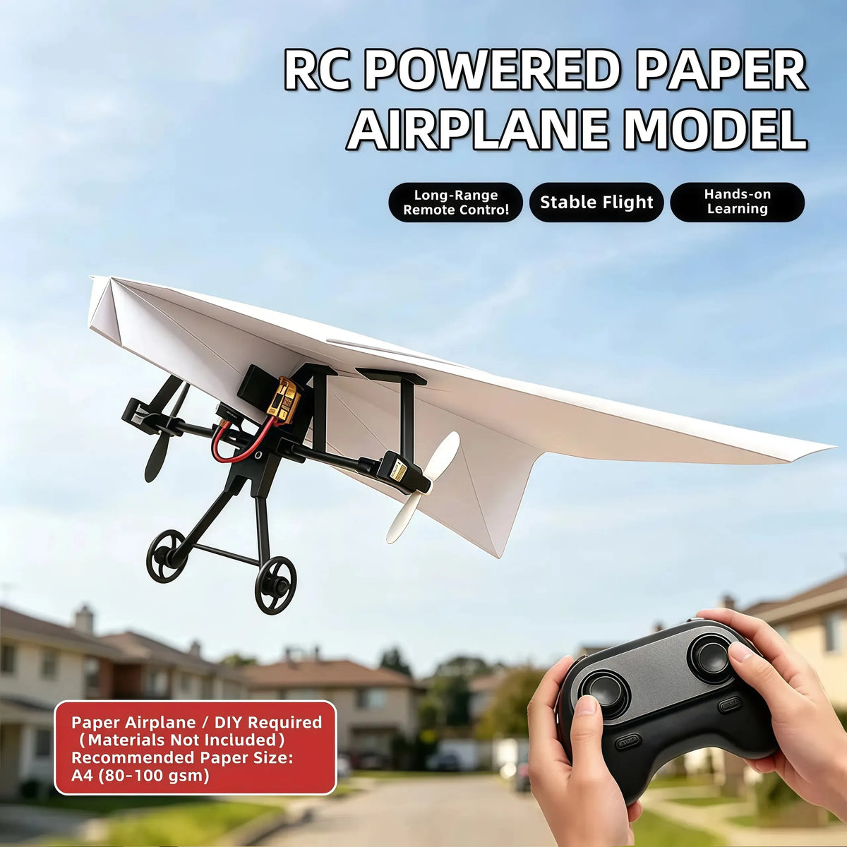 ✈️ RC Paper Airplane Kit | Gyro Stabilizer, Dual Propellers, DIY Flying Toy