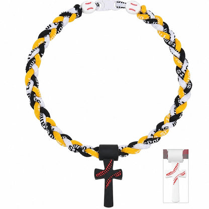⚾✝️ Triple-Rope Baseball Cross Necklace | Inspirational Sports Pendant with Faith Charm
