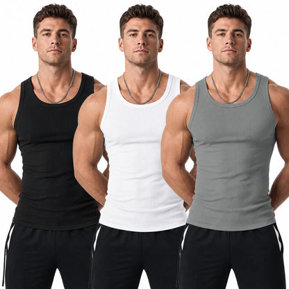🔥 Hot Sale 50% OFF | Men’s Wide Strap Ribbed Tank Top 💪 Summer Casual Sleeveless Shirt