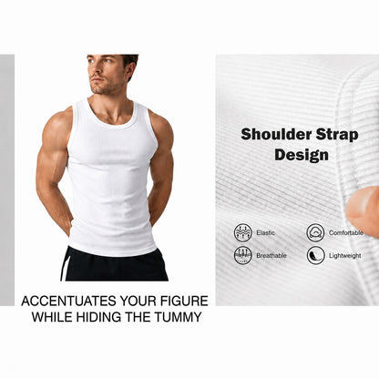 🔥 Hot Sale 50% OFF | Men’s Wide Strap Ribbed Tank Top 💪 Summer Casual Sleeveless Shirt