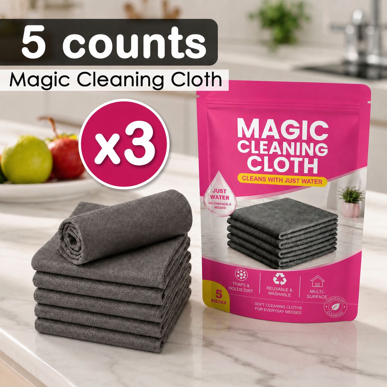 🫧 Limited-Time 49% OFF | Thickened Magic Cleaning Cloth 🪟 Streak-Free Wipe for Glass, Kitchen & Car