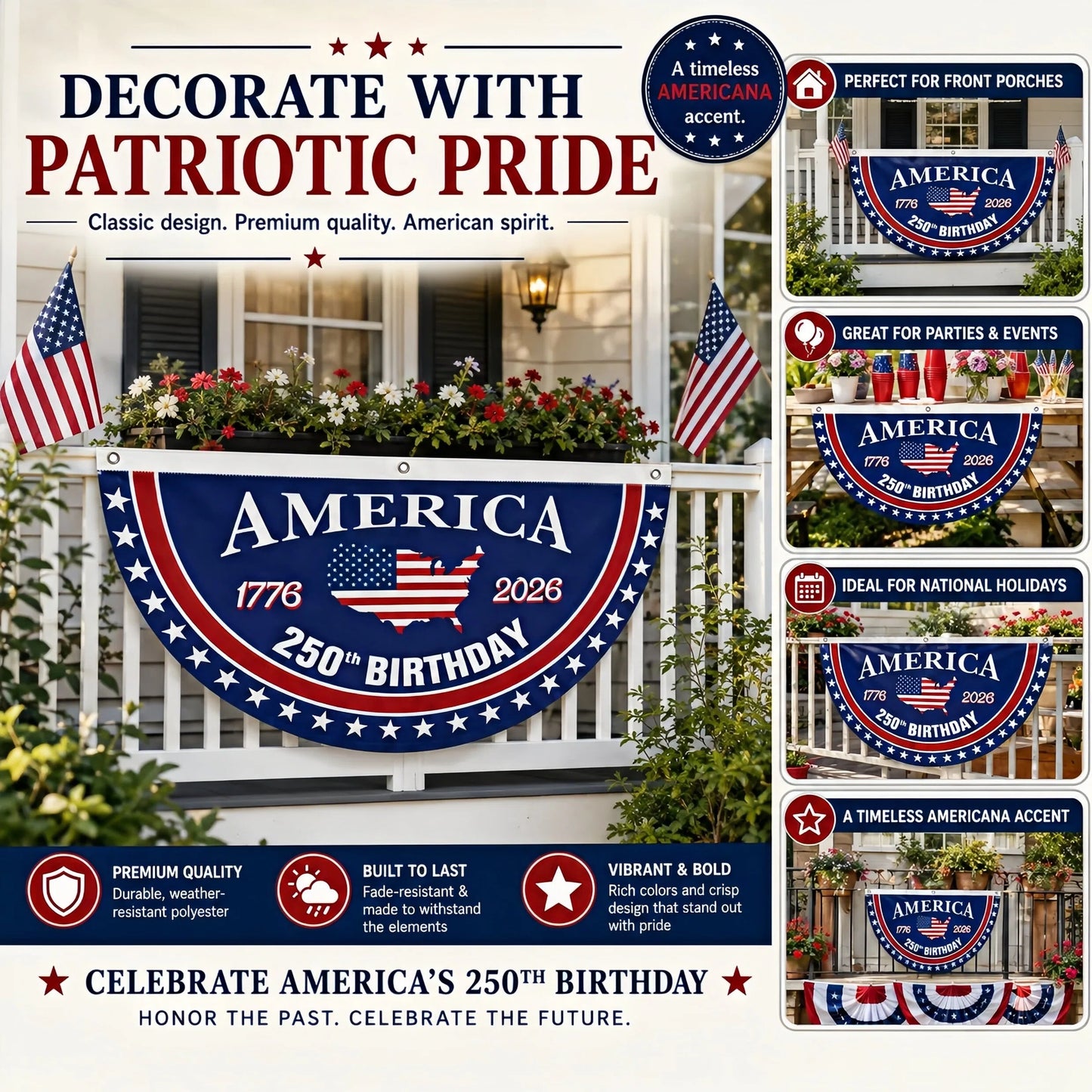 🦅🎆 Patriotic Best Seller  USA 250th Anniversary Flag Banner – Honor the American Spirit