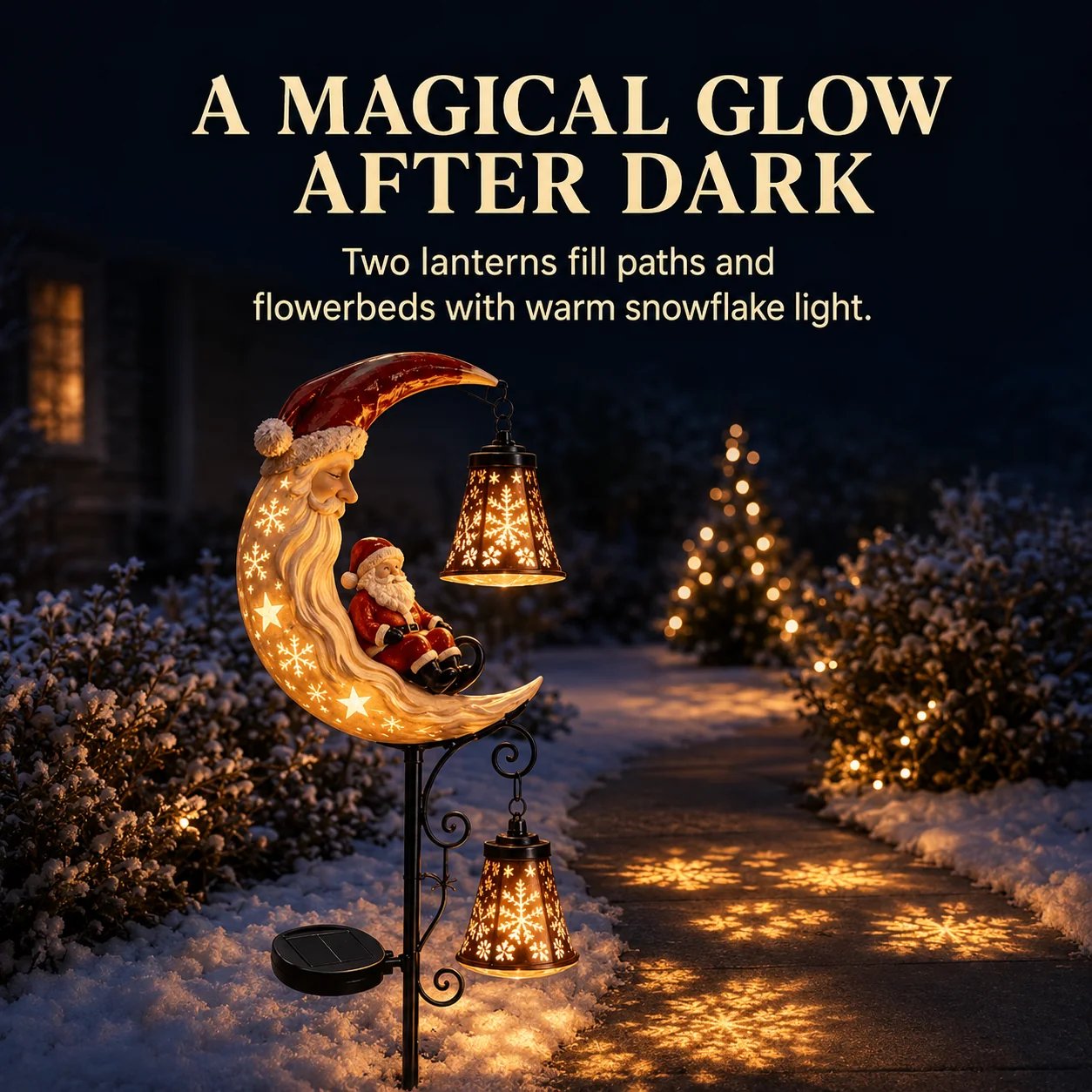 🎅Christmas Early Discount 49% Off 🌙Santa’s Moonlight Lantern Solar Garden Stake⛄