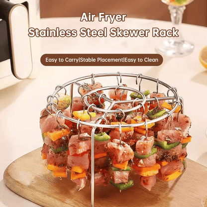 🔥 Hot Sale 50% OFF | Air Fryer Skewer Rack 🍢 360° Vertical Grill Stand for Easy BBQ-Style Cooking