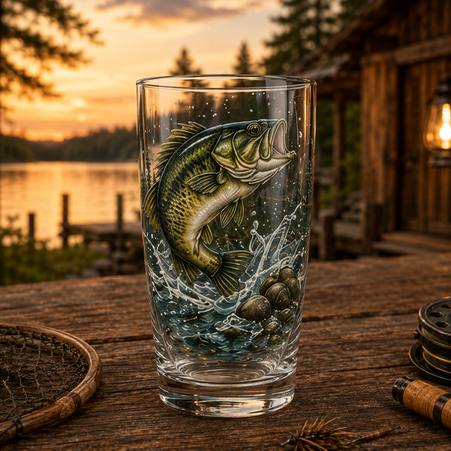 Largemouth Bass fishing glass design