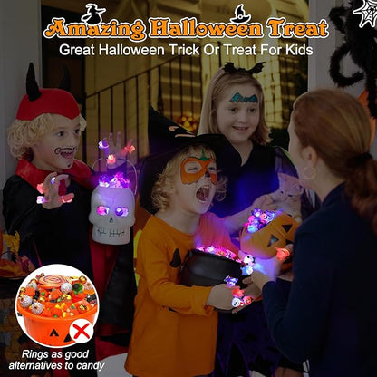 🔥🎃Spooky Season Hot Sale 50% OFF:＄27.99‼️✨LED Light Halloween Glowing Ring 💍| Flashing Light‑Up Party Favor for Halloween Night👻