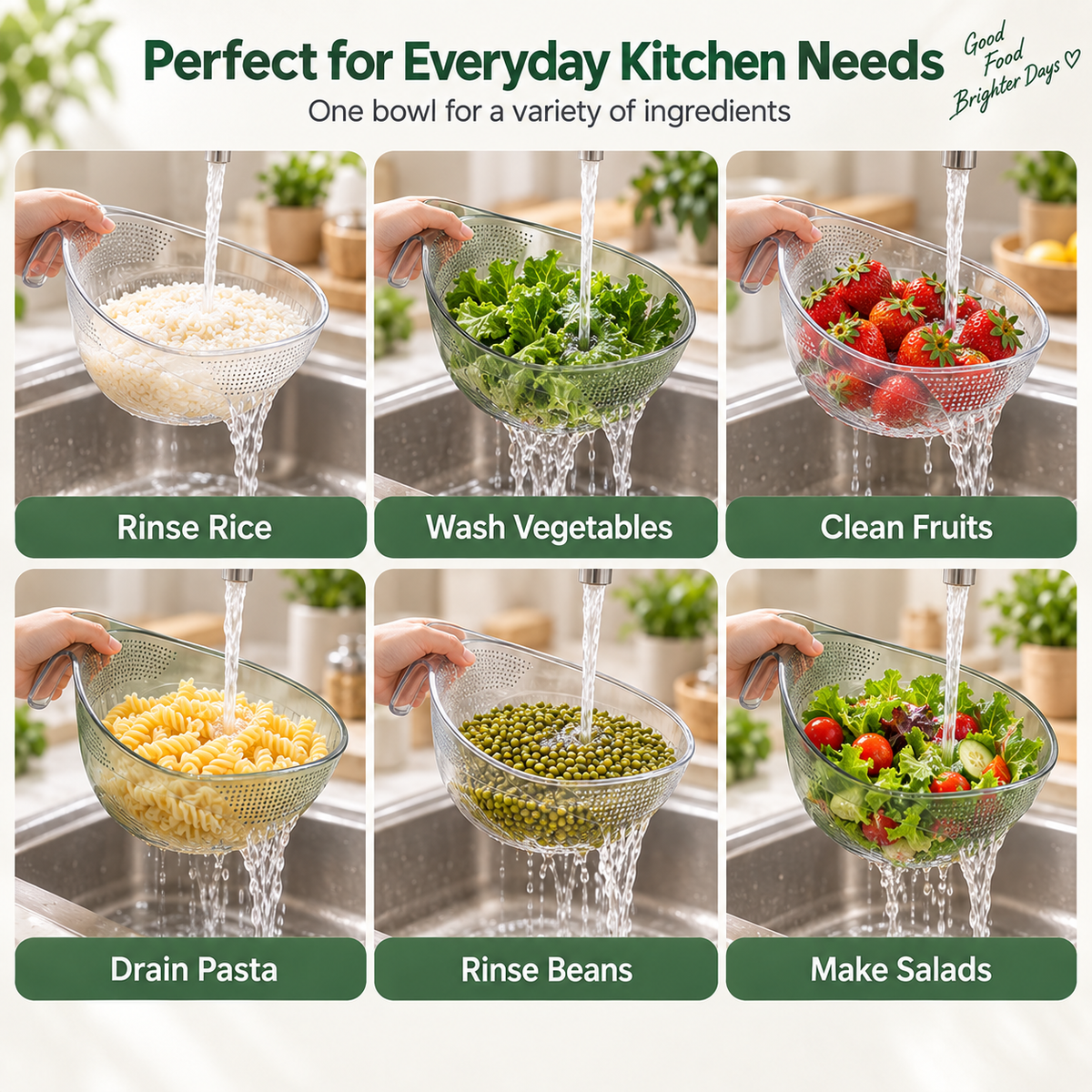 🔥Buy 2 Get 1 Free! 2-in-1 Kitchen Rinse Strainer Bowl with Handle💦