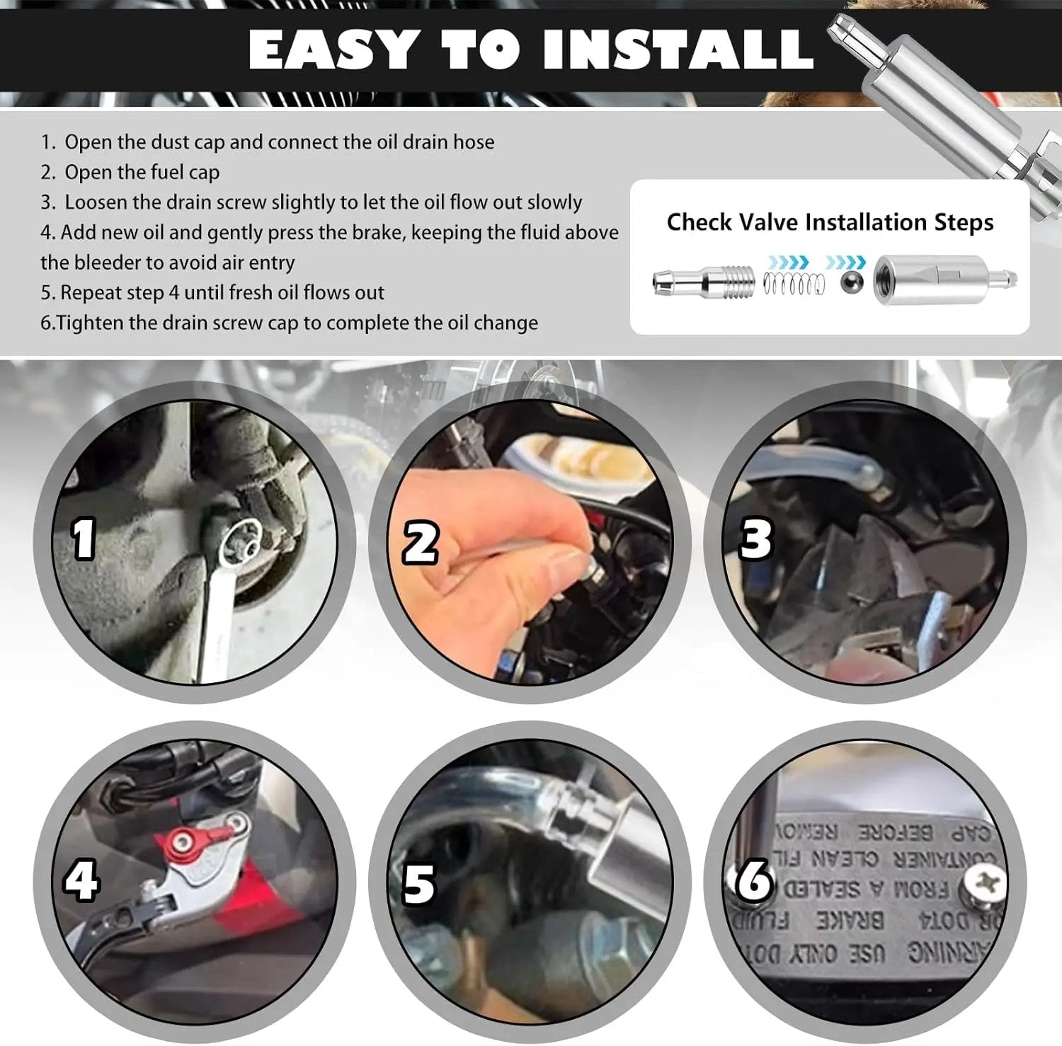 Car Brake Bleeder Hose Kit with One Way Check Valve,Durable Brake Fluid Bleeder Hoses Replacement