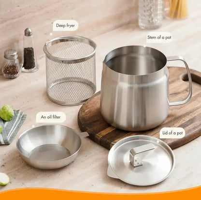 🔥 Hot Sale 50% OFF | 🍟 Stainless Steel Deep Fryer Pot | Fry, Strain & Store Oil with Ease