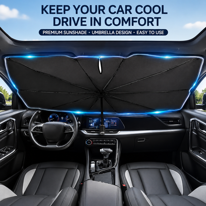 🔥Premium Titanium Silver Car Windshield Sun Shade Umbrella – Blocks Heat & Harsh Sunlight