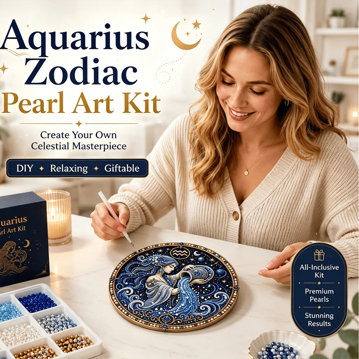 49% OFF – ✨ Premium 3D Pearl 12 Zodiac Signs Art Kit | Luxury Flocked Canvas with Scratch-Resistant Non-Fading Pearl Beads DIY Handmade Astrology Decor ♈🌙💎