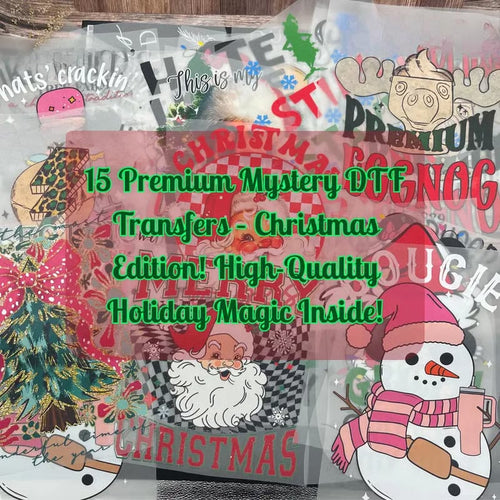 15PCS Christmas Mystery DTF Transfer Bundle – Ready to Press Holiday Designs for Festive DIY Creations
