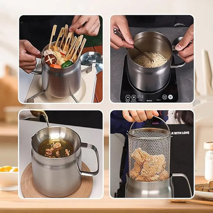 🔥 Hot Sale 50% OFF | 🍟 Stainless Steel Deep Fryer Pot | Fry, Strain & Store Oil with Ease