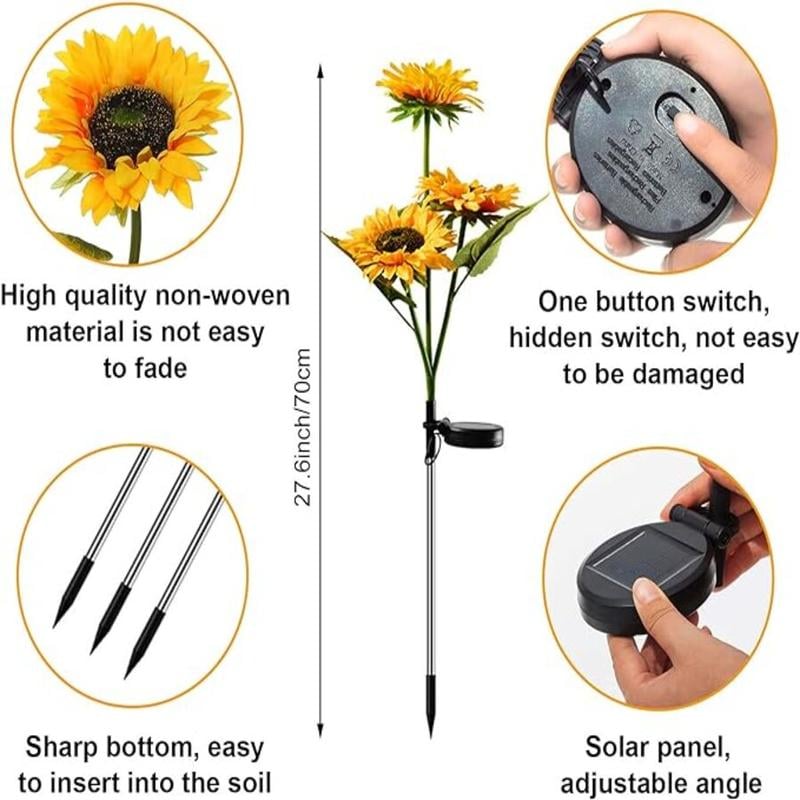 🌻Solar LED Sunflower Garden Lights, Realistic Night Glow for Yard, Lawn, Patio and Porch Decoration, Waterproof IP65