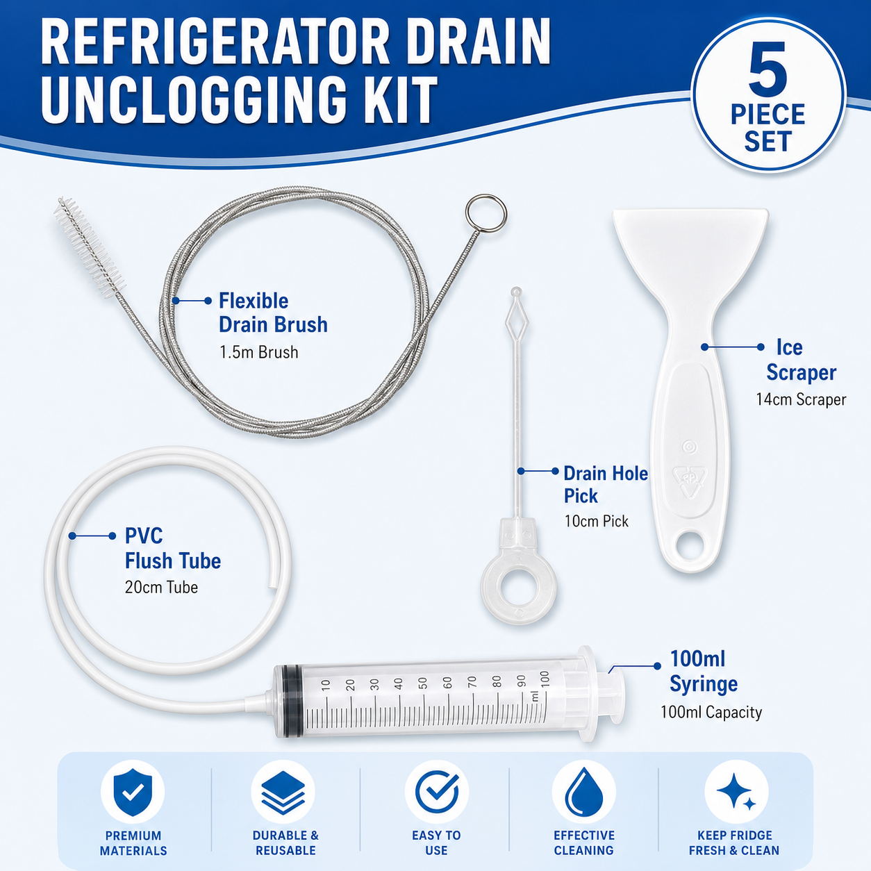 🔥50%OFF NOW! Fridge Drain Cleaning Kit (5-in-1)🔥