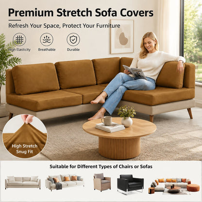 🪑 49% OFF Today | Stretch Sofa Cushion Covers Set ✨ Soft Fit Covers for 4 / 8 / 12 PCS