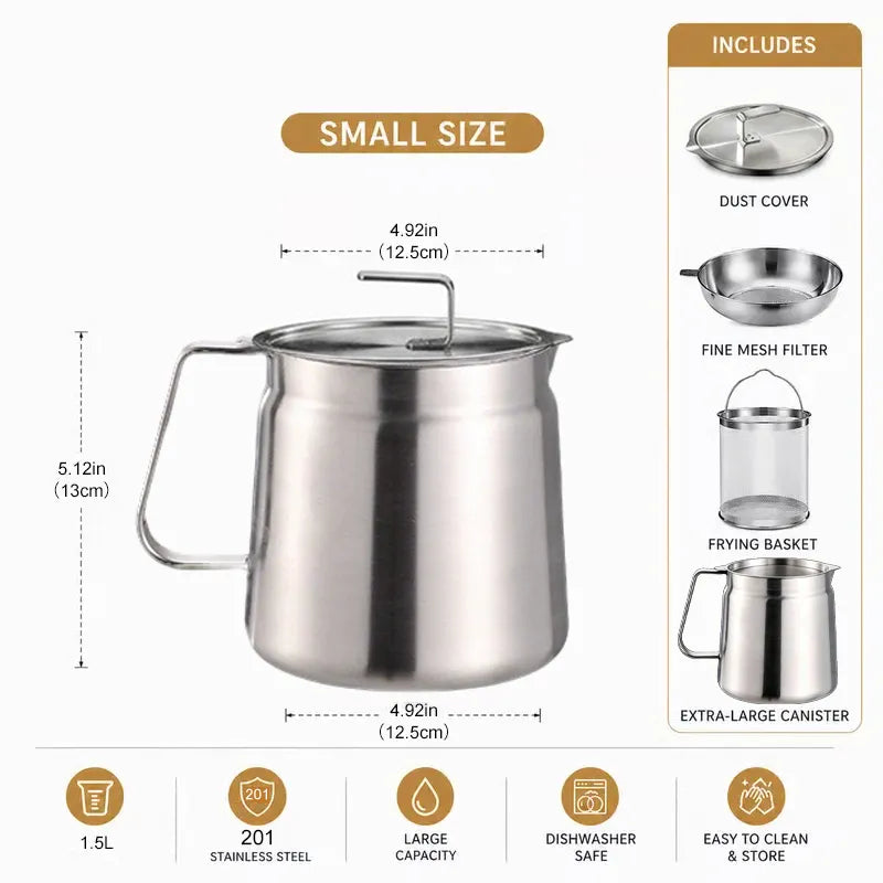 🔥 Hot Sale 50% OFF | 🍟 Stainless Steel Deep Fryer Pot | Fry, Strain & Store Oil with Ease