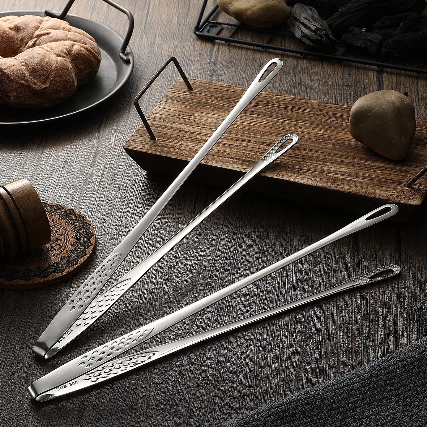 🥳💞60K+ SOLD!🥩Stainless Steel Grill Tongs