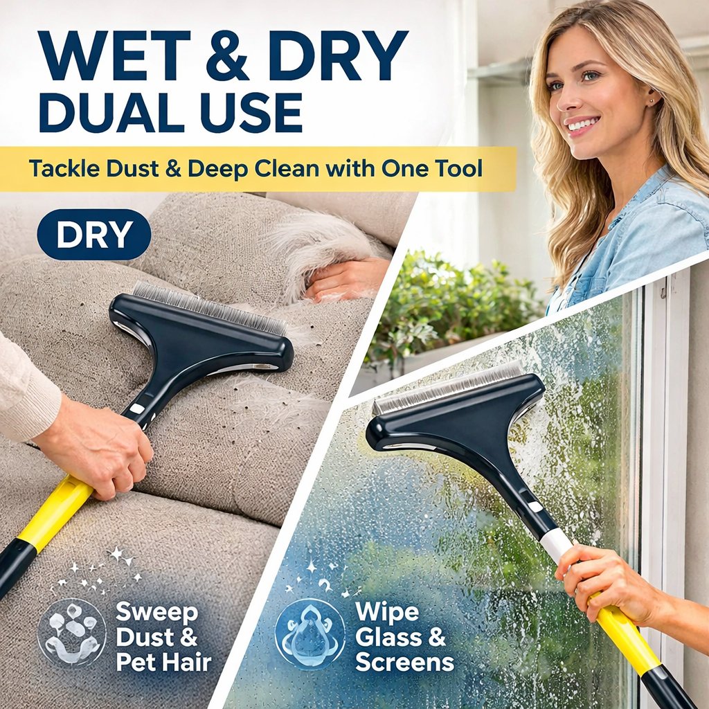 🧼2-in-1 Window & Surface Cleaning Brush – Wet & Dry Dual Use