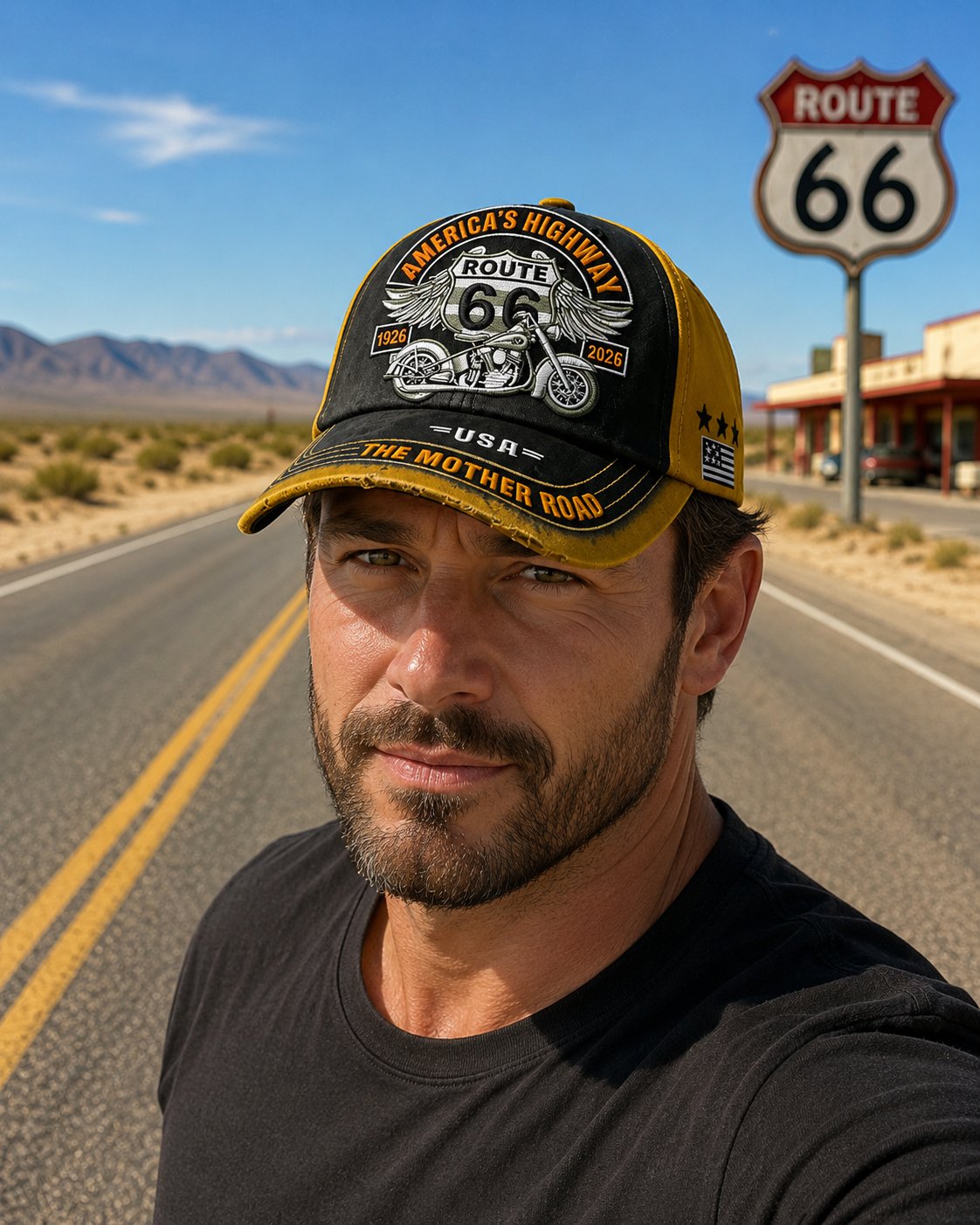 🏍️ 49% OFF Today | Retro Route 66 Anniversary Baseball Cap 🧢 100% Cotton Casual Travel Hat