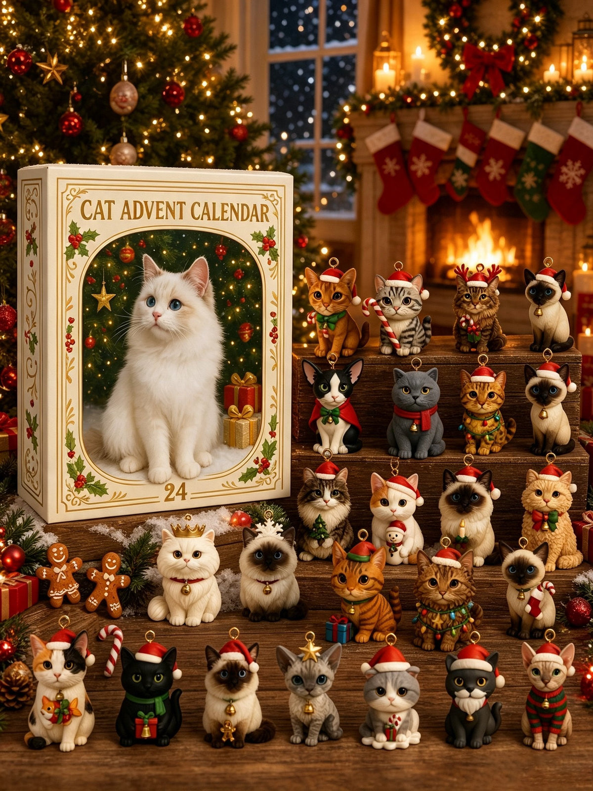 Cat Advent Calendar with 24 festive cat designs