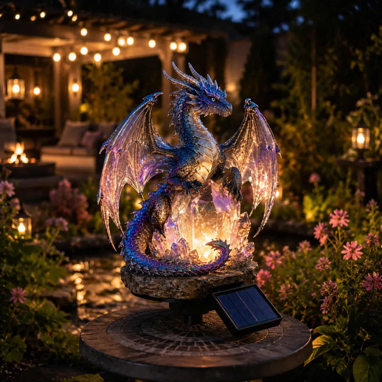 Solar Dragon Crystal Garden Light – Glowing Fantasy Outdoor Yard Decor with Solar Panel