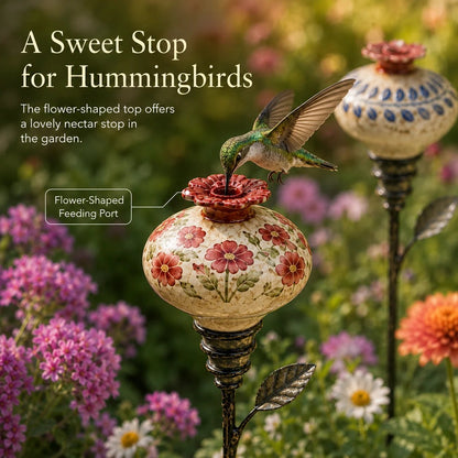 🌸Vintage Ceramic Hummingbird Feeder Garden Decor Stake – Decorative Outdoor Bird Feeder