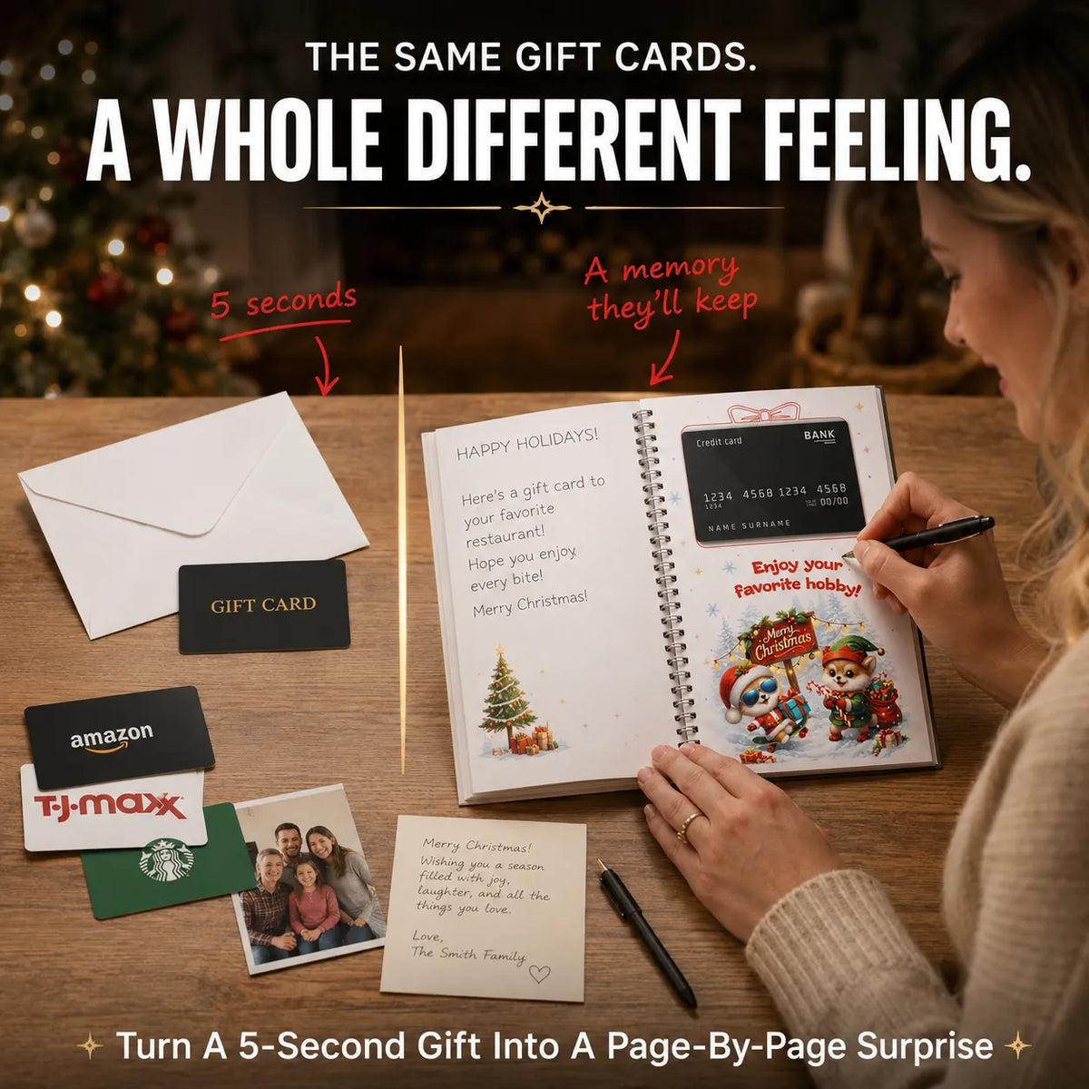 🔥🎁50% OFF!!!🎅Christmas Gift Card Booklet -👍DIY Spiral-Bound Christmas Gift Card Holder Book