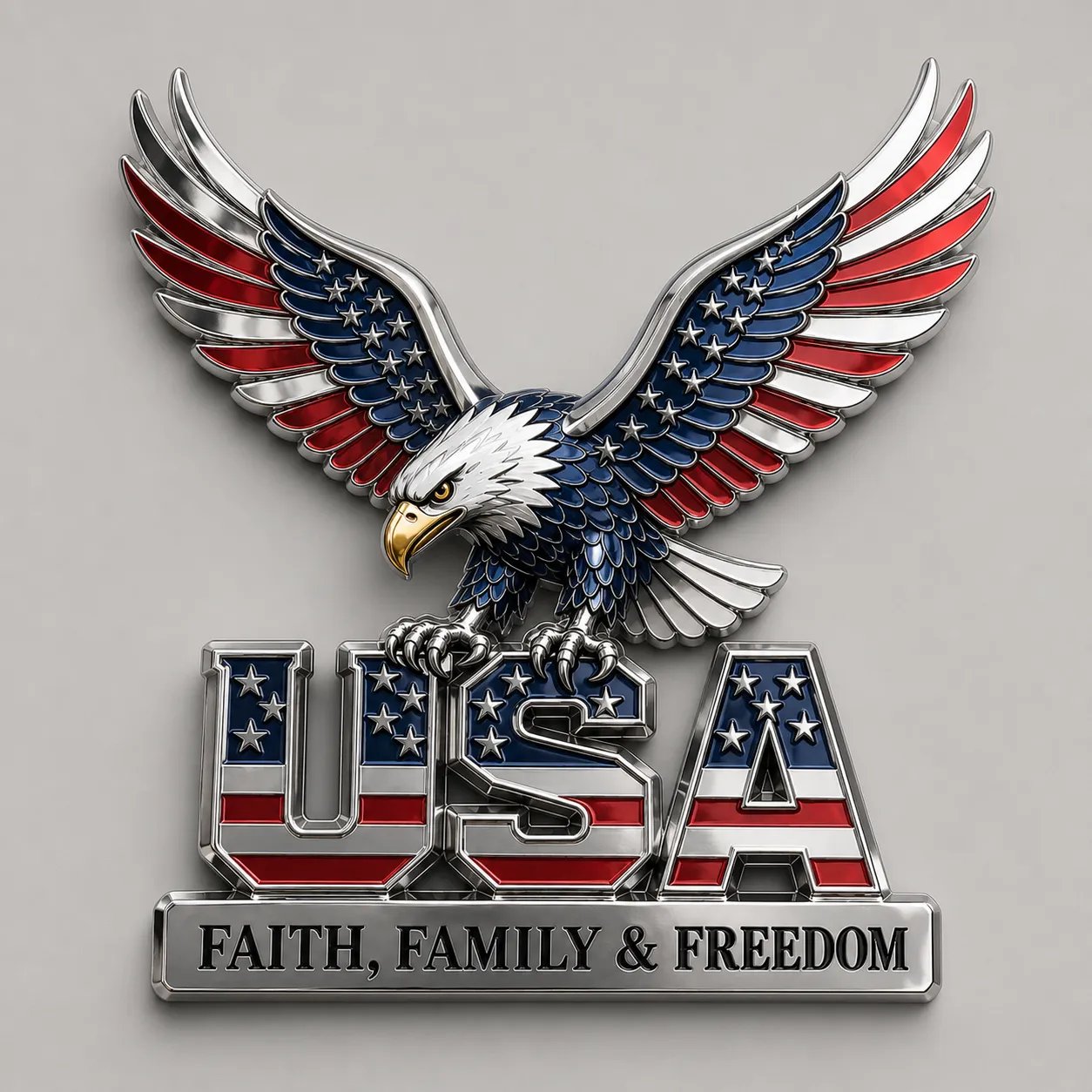 Buy 2 Get 1🔥 🇺🇸250th Anniversary - ★USA Faith, Family & Freedom★ Metal Emblem