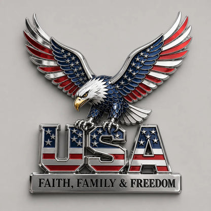 Buy 2 Get 1🔥 🇺🇸250th Anniversary - ★USA Faith, Family & Freedom★ Metal Emblem